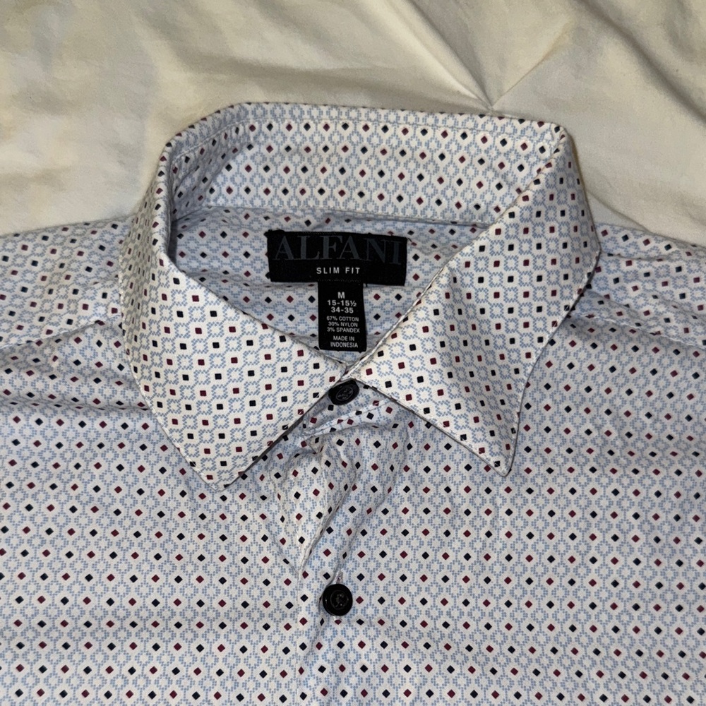 Alfani Men's Slim Fit Patterned Dress Shirt